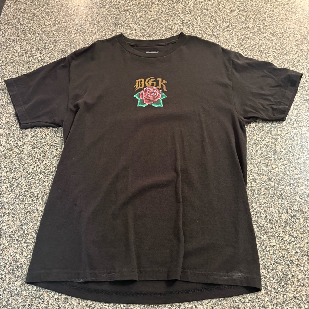 DGK Black Tee with Rose Graphic